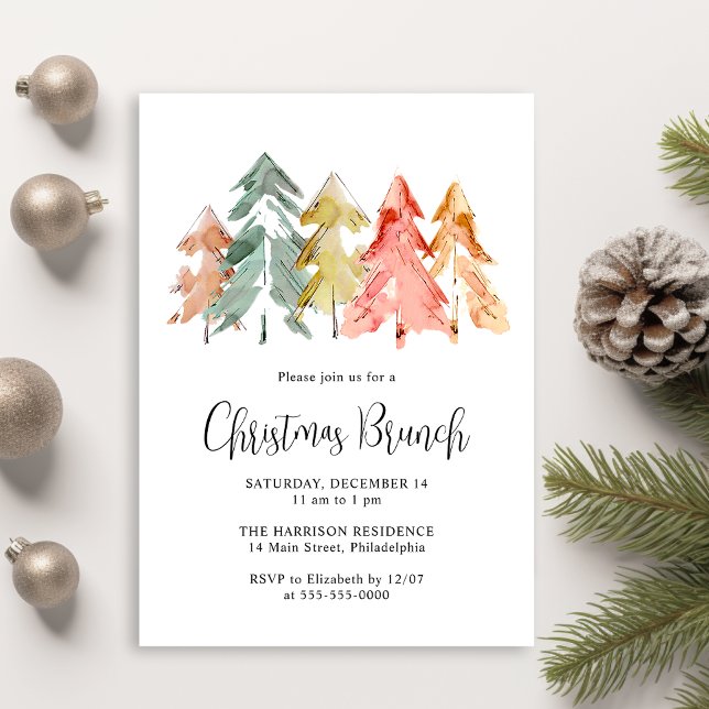 Invitación Elegante brunch Navidades de pino (Subido por el creador)