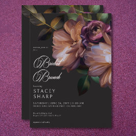 Invitación Elegante Brunch negro de novias florales