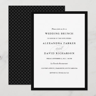 Invitación Elegante   Brunch negro y blanco Boda