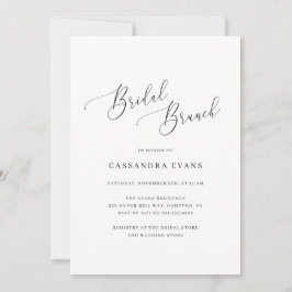 Invitación Elegante Brunch negro y blanco simple de novias