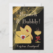 Elegante Brunch negro y dorado y ducha Bubbly Brid