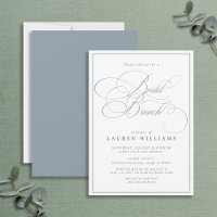 Elegante brunch nupcial con caligrafía azul turque