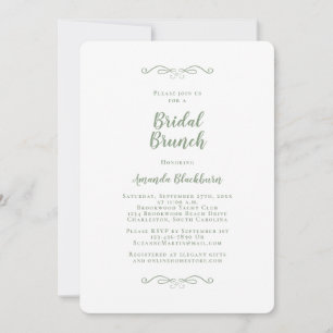Invitación Elegante Brunch Nupcial con Caligrafía en Verde Sa