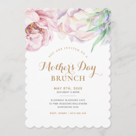 Invitación Elegante Brunch Pastel Floral Día de la Madre