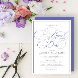 Invitación Elegante Brunch Periwinkle Calligraphy con novia