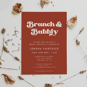Invitación Elegante Brunch retro terracota y burbujeante