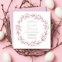 Invitación Elegante brunch rosa rosado Willow de Pascua