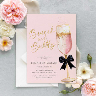 Invitación Elegante Brunch rosado y ducha Bubbly Bridal