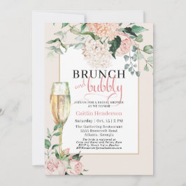 Invitación Elegante brunch rosado y ducha de novia burbujeant