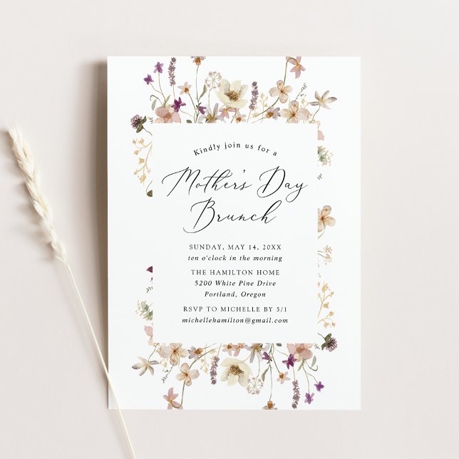 Invitación Elegante Brunch Rústico de Flores Silvestres Día d (Subido por el creador)