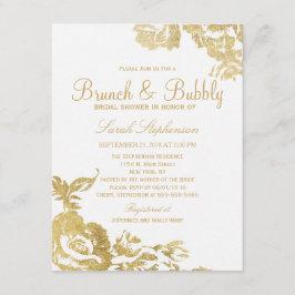 Invitación Elegante Brunch Sencillo Moderno Floral Dorado Bub
