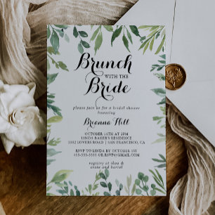 Invitación Elegante Brunch tropical con ducha de novia
