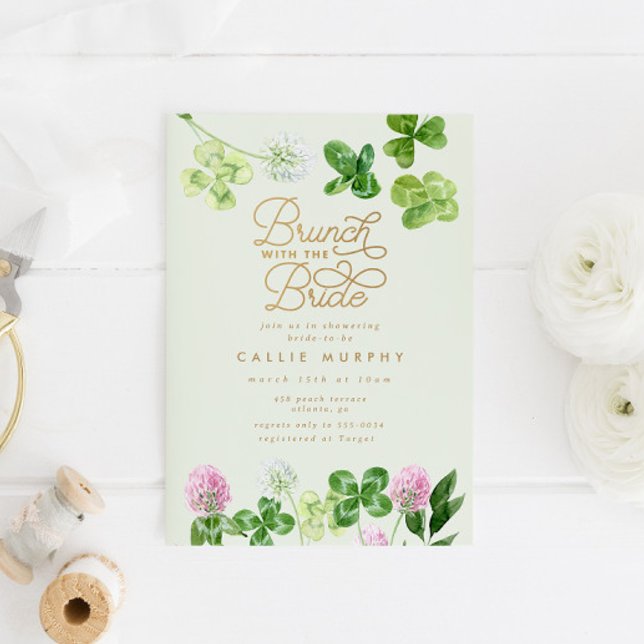 Invitación Elegante Brunch Verde Shamrock Bridal Shower Brunc (Subido por el creador)