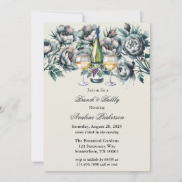 Invitación Elegante brunch verde y grisáceo y bubbly