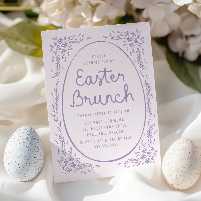 Invitación Elegante Brunch Whimsical Purple Easter (Subido por el creador)