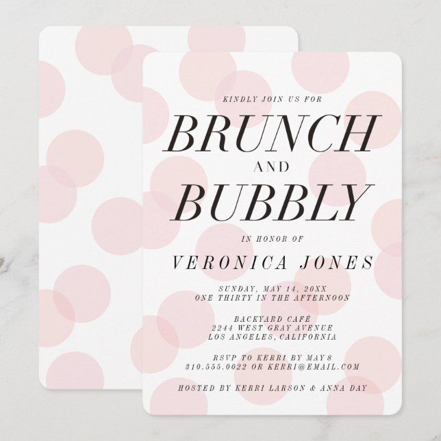 Invitación Elegante Brunch y Bubbly Bridal Shower Invitation (Anverso / Reverso)