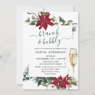 Invitación Elegante Brunch y Bubbly color de la vena roja
