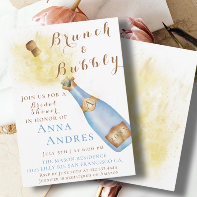 Invitación Elegante Brunch y ducha Bubbly Bridal (Subido por el creador)
