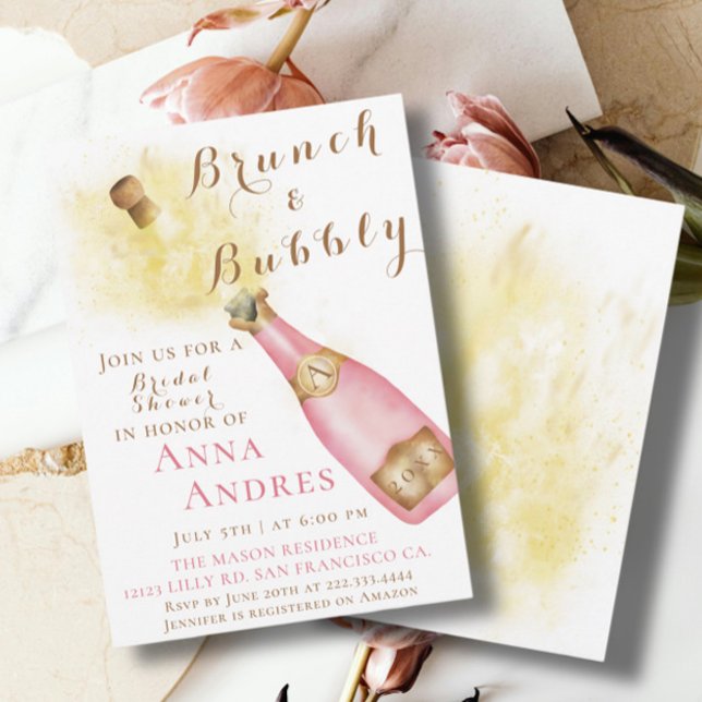 Invitación Elegante Brunch y ducha Bubbly Bridal (Subido por el creador)