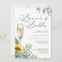 Invitación Elegante Brunch y ducha de novia con girasol