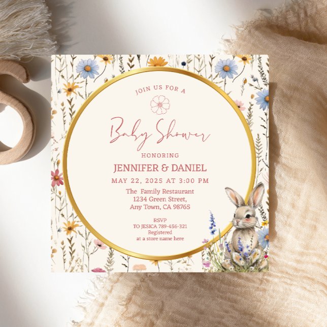 Invitación Elegante Bunny Beige Baby Shower (Subido por el creador)
