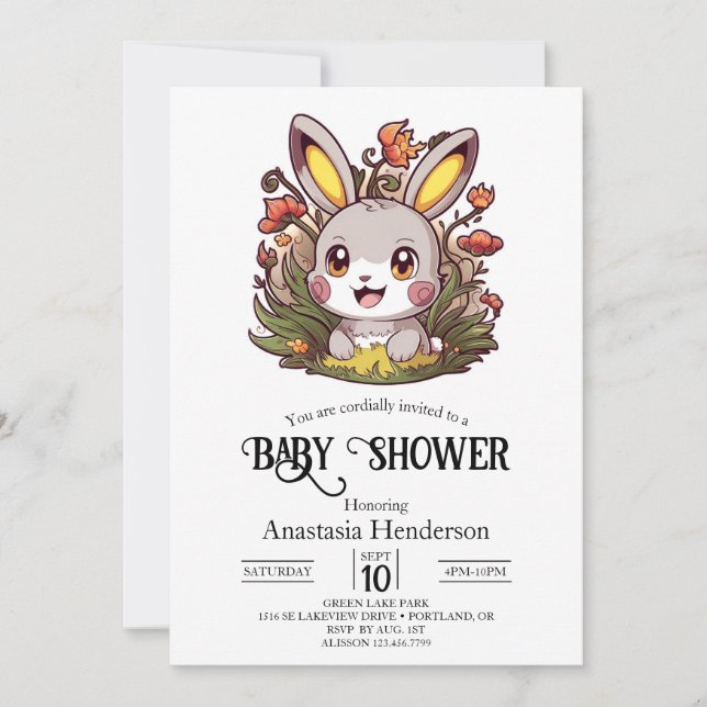Invitación Elegante Bunny Digital Baby Shower (Anverso)