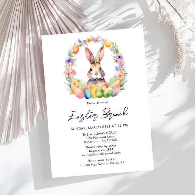 Invitación Elegante Bunny Floral de Brunch de Pascua (Subido por el creador)