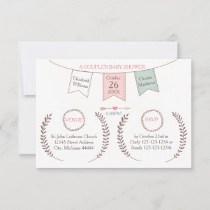Invitación Elegante Bunting - Ajuar de Bebe para Pareja 3X5