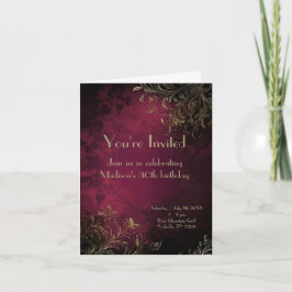 Invitación Elegante Burgundy & Faux Gold