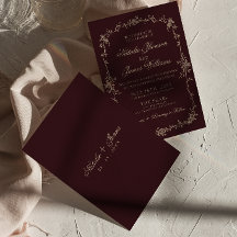 Elegante Burgundy Floral Dinero Antiguo Boho Chic