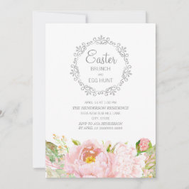 Invitación Elegante búsqueda de huevos de Pascua con flores r