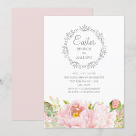 Invitación Elegante búsqueda de huevos de Pascua con flores r