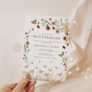 Invitación Elegante Butterflies Floral Bridal Shower