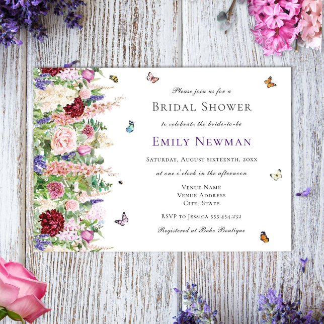 Invitación Elegante Butterfly Floral Bridal Shower (Subido por el creador)