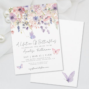 Invitación Elegante Butterfly Wildflower Bridal Shower