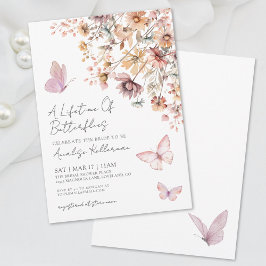 Invitación Elegante Butterfly Wildflowers Bridal Shower