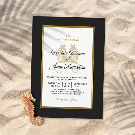 Invitación Elegante caballito de mar de oro Boda tropical mod