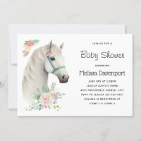 Elegante Caballo Blanco Boho Floral Baby Shower
