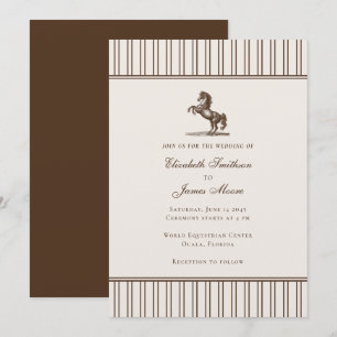 Invitación Elegante caballo con raya fina Boda ecuestre