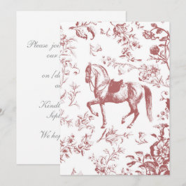 Invitación Elegante caballo floral de palisandro rosado