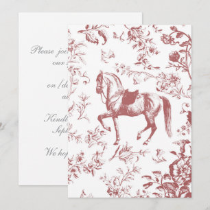 Invitación Elegante caballo floral de palisandro rosado