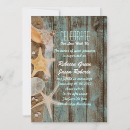 Invitación elegante cabaña de océano boda de playa con concha