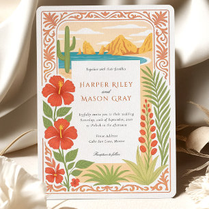 Invitación Elegante Cabo San Lucas El Boda floral arca