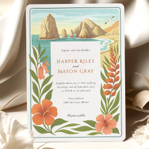 Invitación Elegante Cabo San Lucas El Boda floral arca