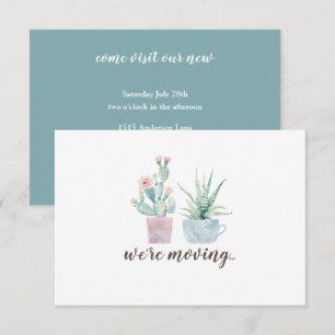 Invitación Elegante Cactus del Desierto Boho Color Agua Sucul