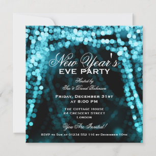 Invitación Elegante cadena Fiesta de Año Nuevo alumbra turqué