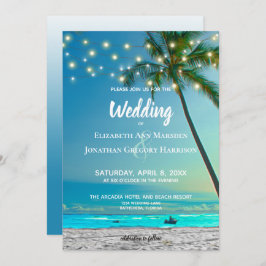 Invitación Elegante Cadena Tropical De Playa Ilumina Palmeras