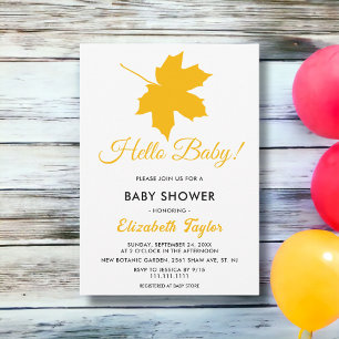 Invitación Elegante caída amarilla deja Baby Shower con flore