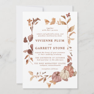 Invitación Elegante caída deja a las calabazas Minimalistas B