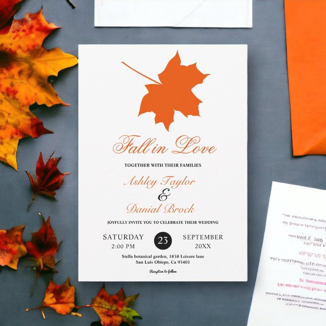Invitación Elegante caída del Boho deja a un Boda floral rúst (Subido por el creador)